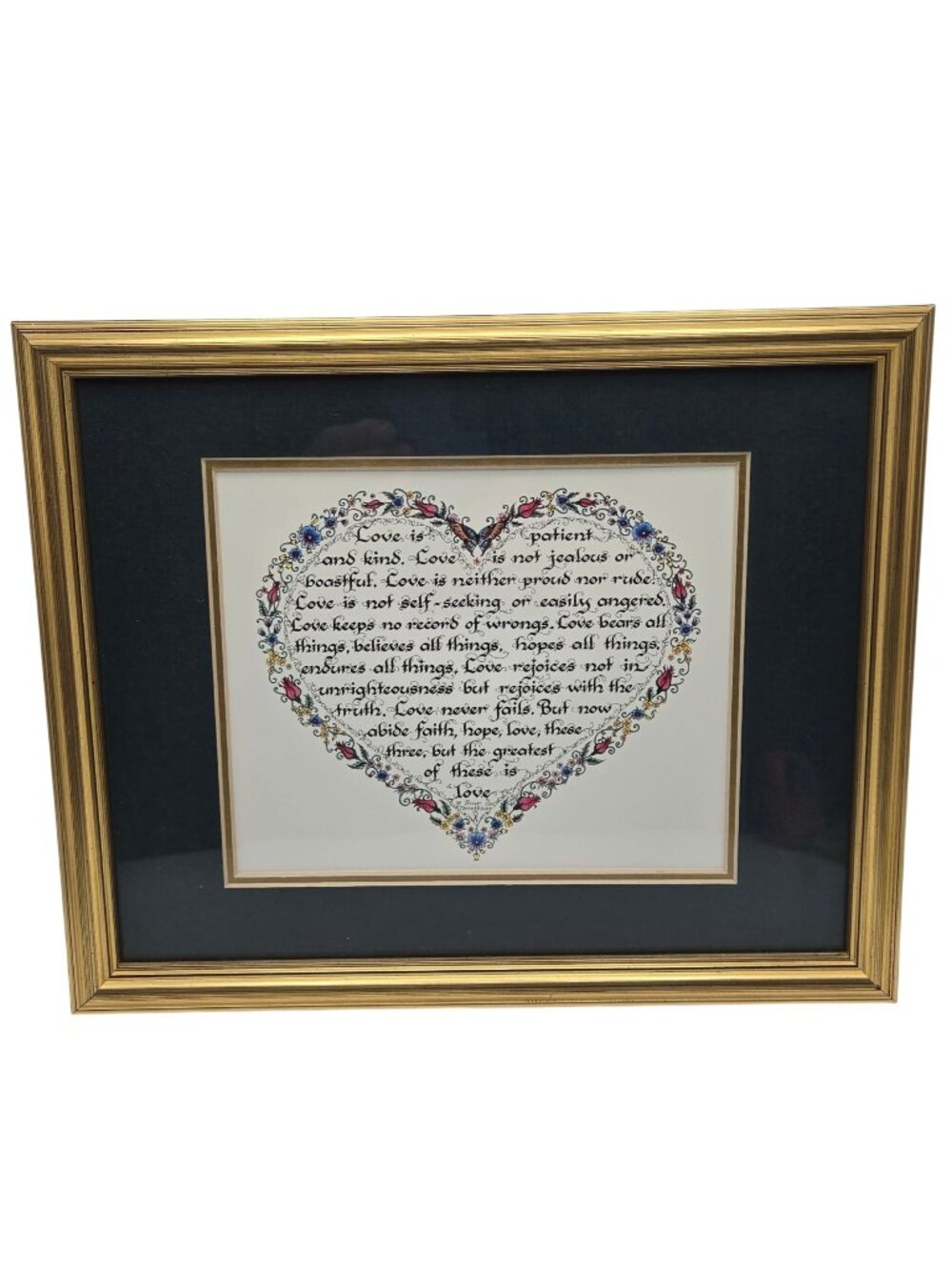 Love Is Patient Floral Heart Framed Print By Stacie Merlo 1 Corinthians 1995 Vtg